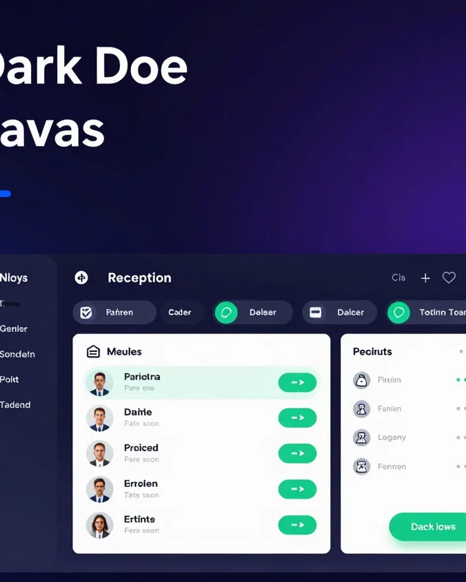 Dark mode SaaS UI showing a clinical reception token management s